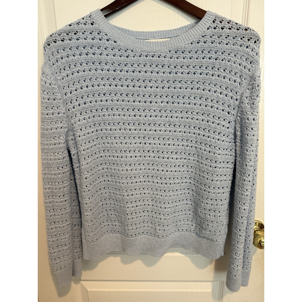 Banana Republic Women's Ice‎ Blue Sweater  Open Knit Weave XL